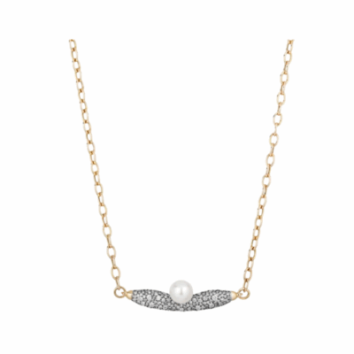 14KYG Siren Necklace with a Pearl and Diamonds