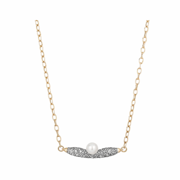 14KYG Siren Necklace with a Pearl and Diamonds