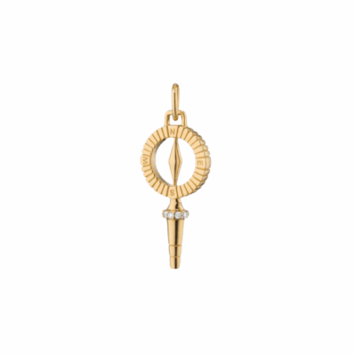 Monica Rich Kosann 18K Yellow Gold Mini True North Compass Pocketwatch Key Charm