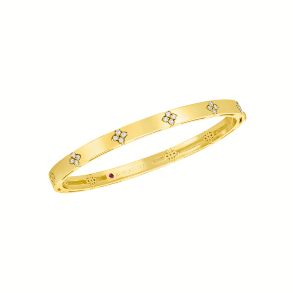 Love In Verona Yellow Gold Diamond Accent Narrow Bangle Bracelet