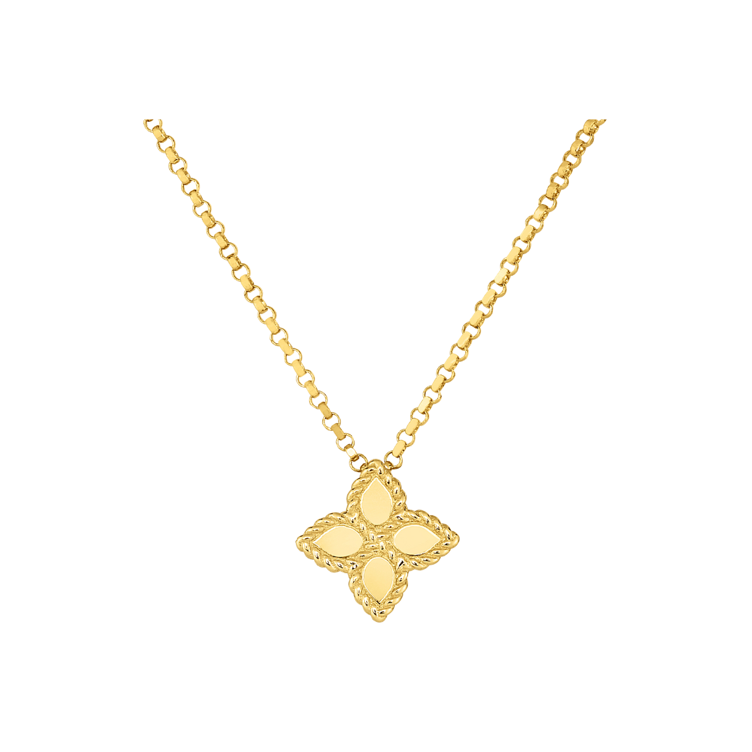 18K Yellow Gold Princess Flower Small Necklace