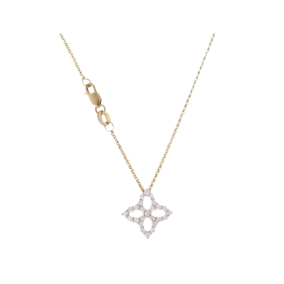 Venetian Princess Diamond Outline Necklace 15mm in 18K Yellow Gold