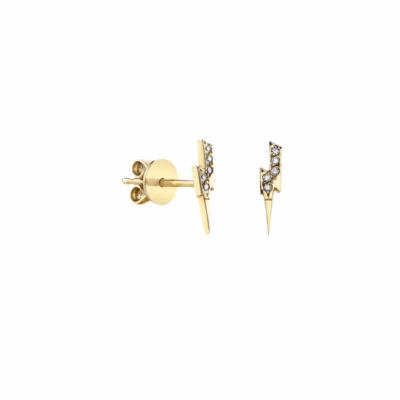 Sydney Evan’s 14K yellow gold lightning bolt stud earrings.