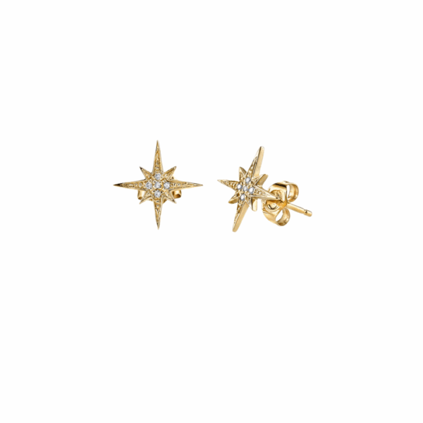 Sydney Evan’s 14K yellow gold starburst stud earrings.