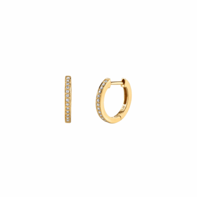 Sydney Evan’s 14K yellow gold small huggie earrings.