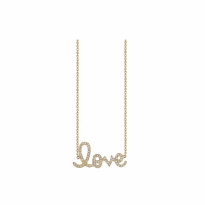 Sydney Evan’s 14K yellow gold small LOVE necklace