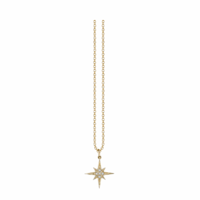 Sydney Evan’s 14K yellow gold starburst stud earrings.