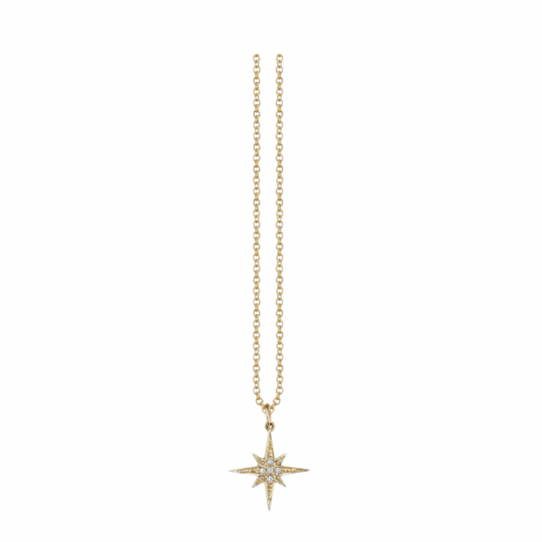 Sydney Evan’s 14K yellow gold starburst stud earrings.