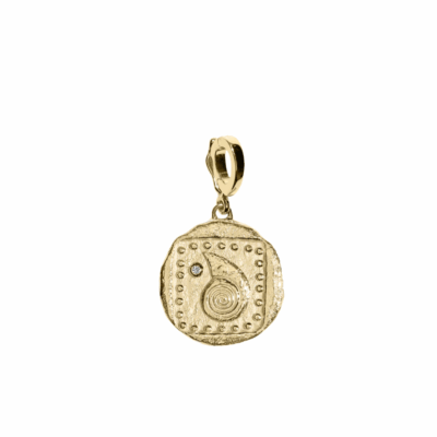 Spiral Seashell Small Diamond Coin Charm