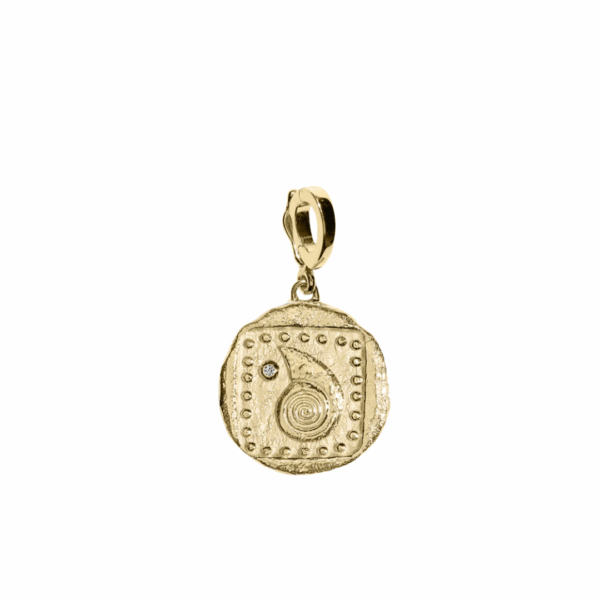 Spiral Seashell Small Diamond Coin Charm