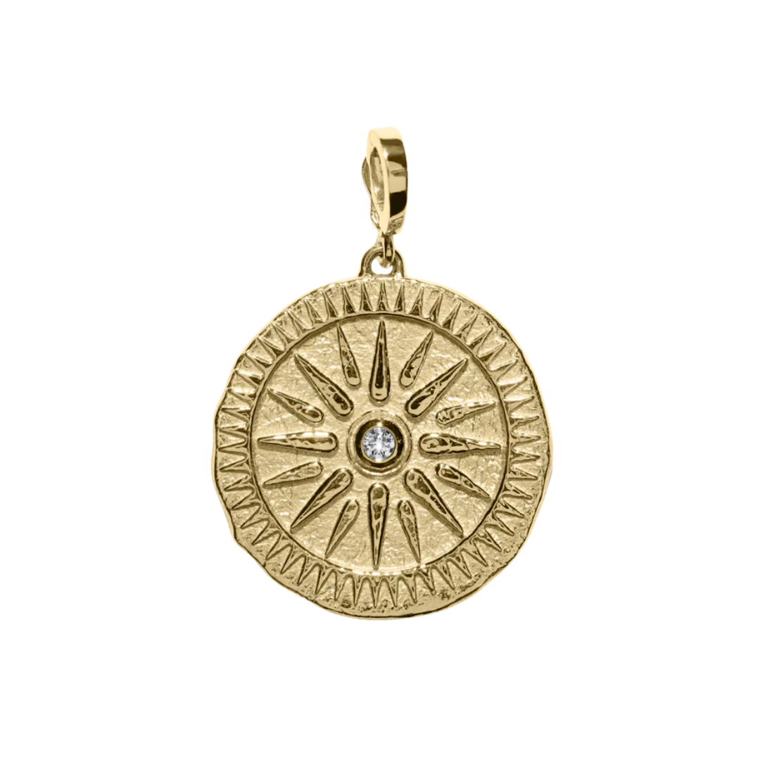 Sunburst Large Diamond Coin Charm