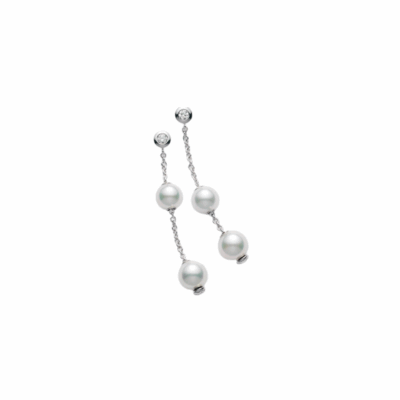 Pearls in Motion Earrings in 18K White Gold