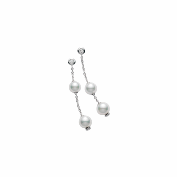 Pearls in Motion Earrings in 18K White Gold