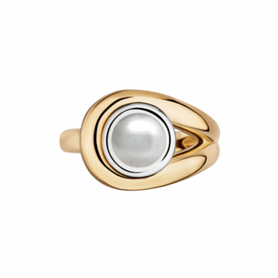 14KYG Slingshot Lasso Ring with a Pearl