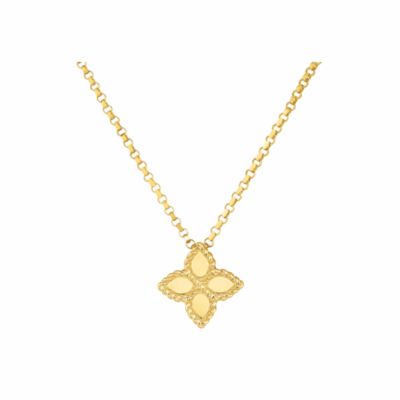 18K Yellow Gold Princess Flower Small Necklace
