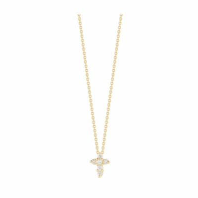 Tiny Treasures Yellow Gold with Diamond Accents Baby Cross Necklace