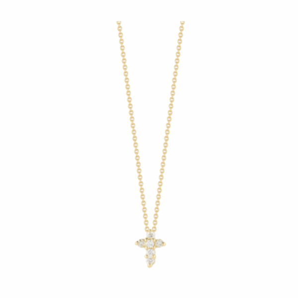 Tiny Treasures Yellow Gold with Diamond Accents Baby Cross Necklace