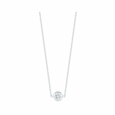 Diamonds by the Inch White Gold 0.10 Carats Single Station Necklace Length 16"" adjustable to 18""