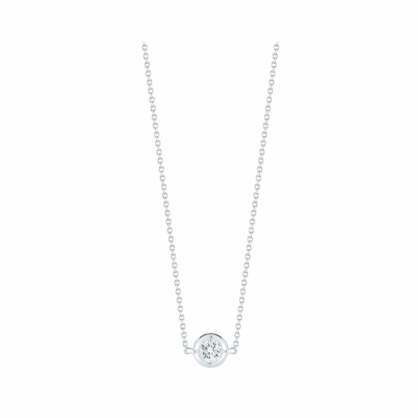 Diamonds by the Inch White Gold 0.10 Carats Single Station Necklace Length 16"" adjustable to 18""