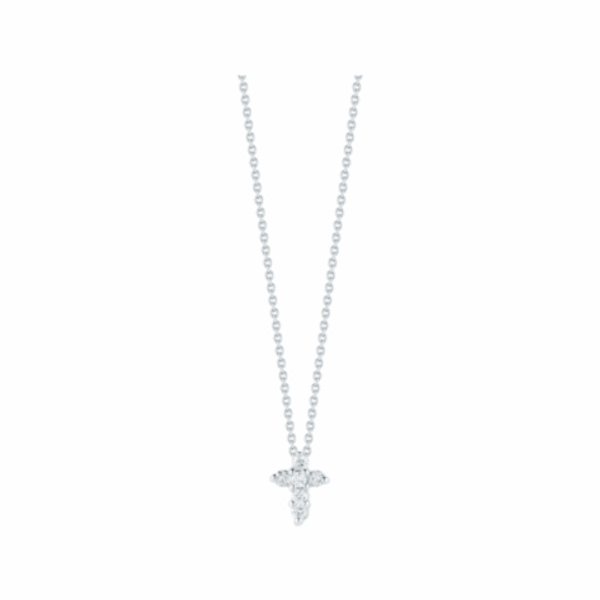 Tiny Treasures White Gold with Diamond Accents Baby Cross Necklace