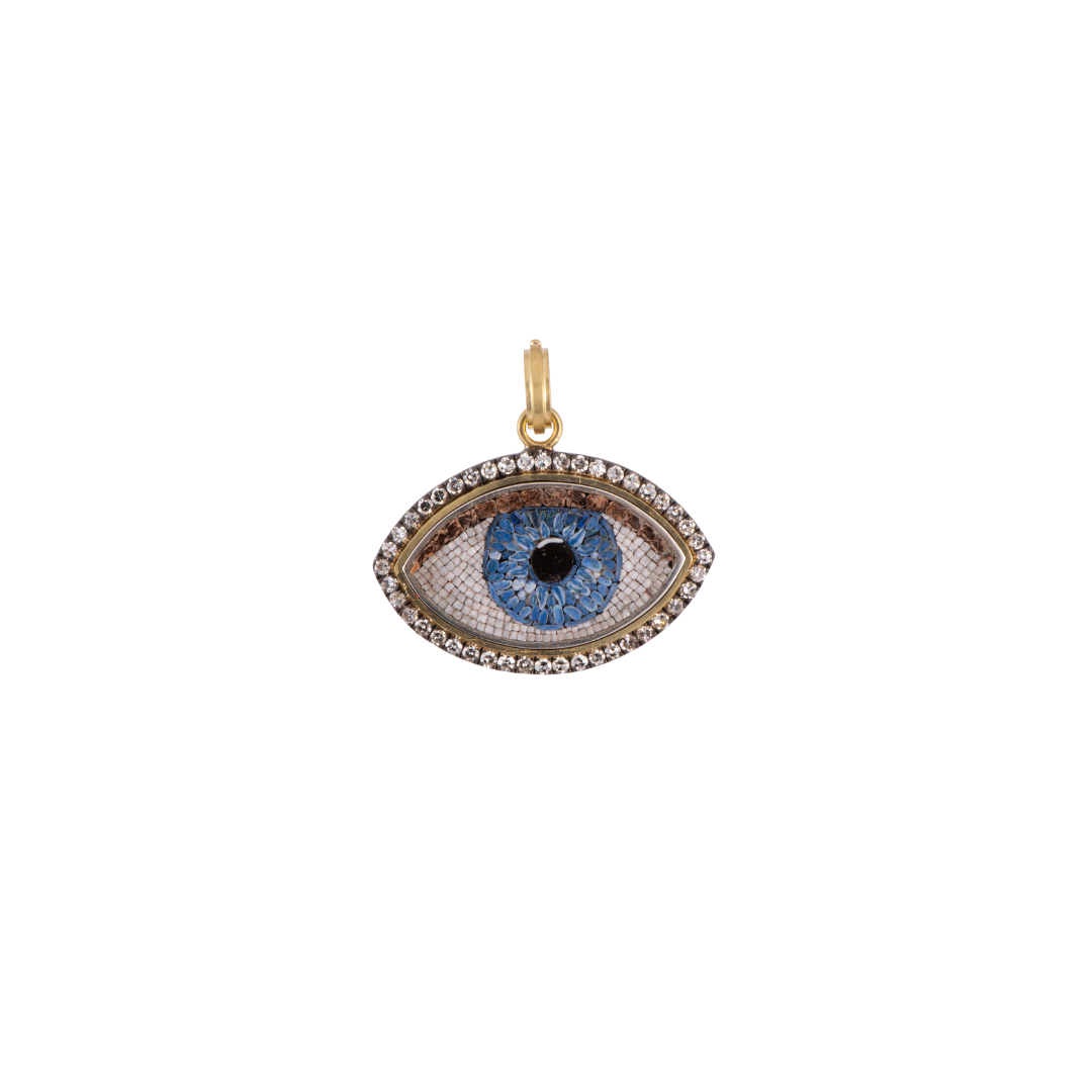 Sylva & Cie’s micro mosaic Evil Eye pendant