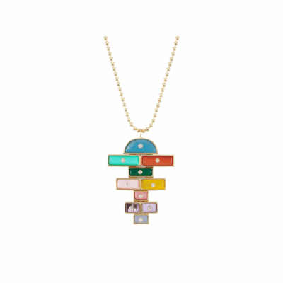 Brent Neale Medium Carved Stone Hopscotch Necklace