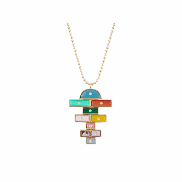 Brent Neale Medium Carved Stone Hopscotch Necklace