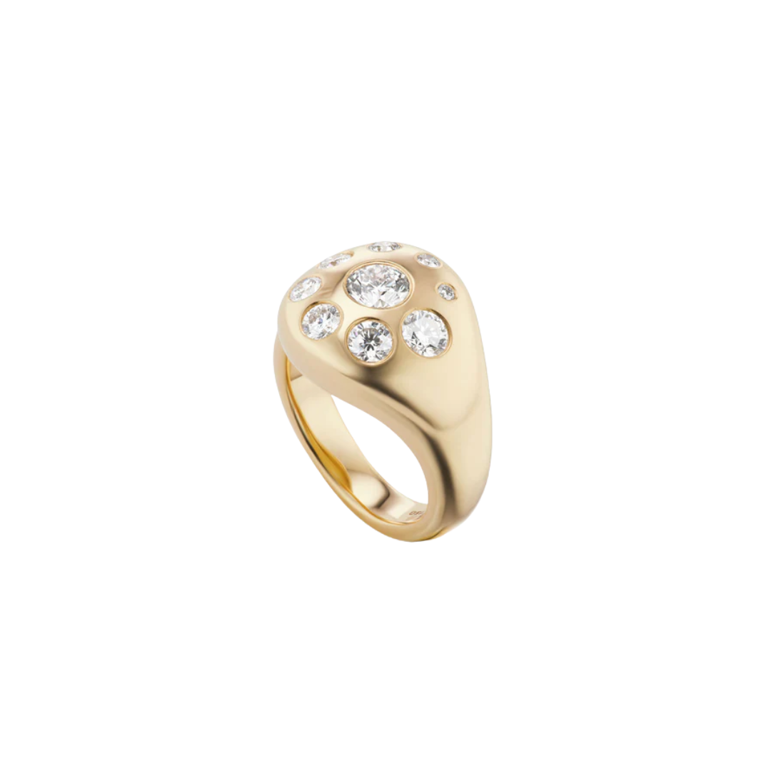 Medium Petal Ring with Diamonds