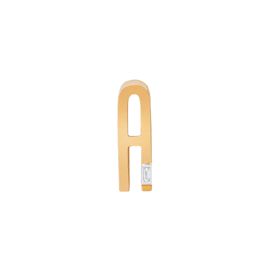 Helena Rose's 14KYG Ribbed Chunky Letter A Initial Charm