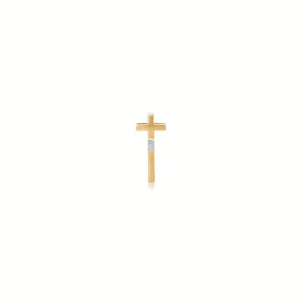 14KYG Cross Charm with a Diamond