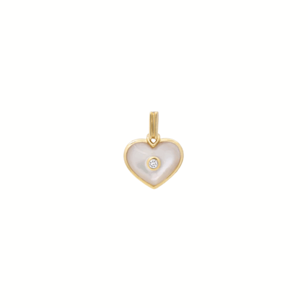 14KYG Mini Love Pendant in Mother of Pearl