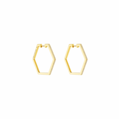 Cadar's 18KYG B Home Medium 25mm Hoops with 0.30ct of Diamonds