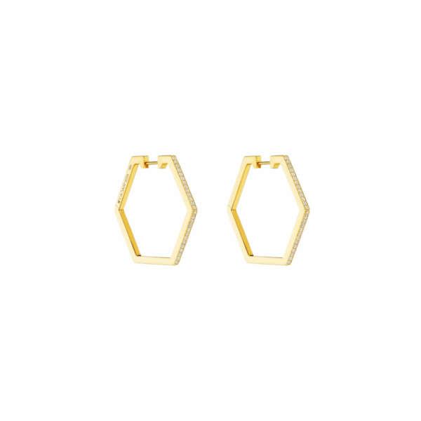 Cadar's 18KYG B Home Medium 25mm Hoops with 0.30ct of Diamonds