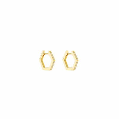 Cadar's 18KYG B Home Small 15mm Hoops with 0.14ct of Diamonds