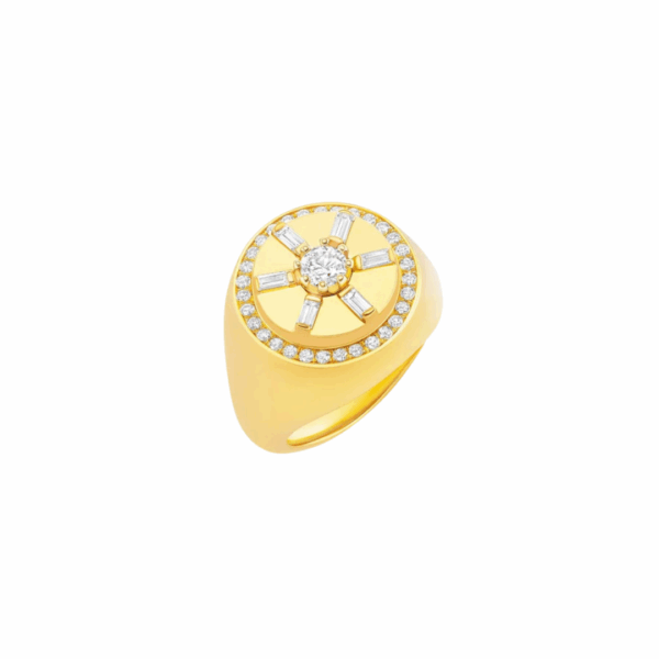 Cadar's 18KYG Light Pinky Ring in Size 4 with 0.60cts of diamonds