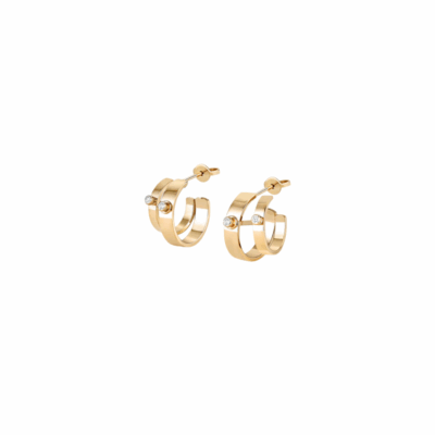 18KYG Monday Morning Mood Double Hoop Earring with Diamonds