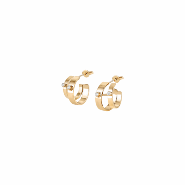 18KYG Monday Morning Mood Double Hoop Earring with Diamonds