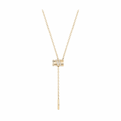 18KYG Paved Mini Latch Necklace with Diamonds