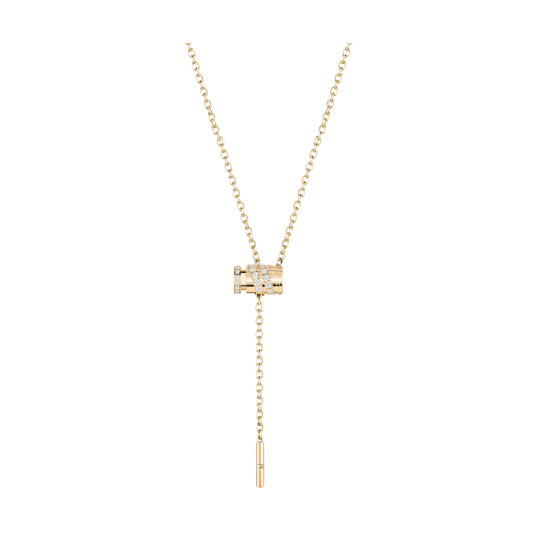 18KYG Paved Mini Latch Necklace with Diamonds