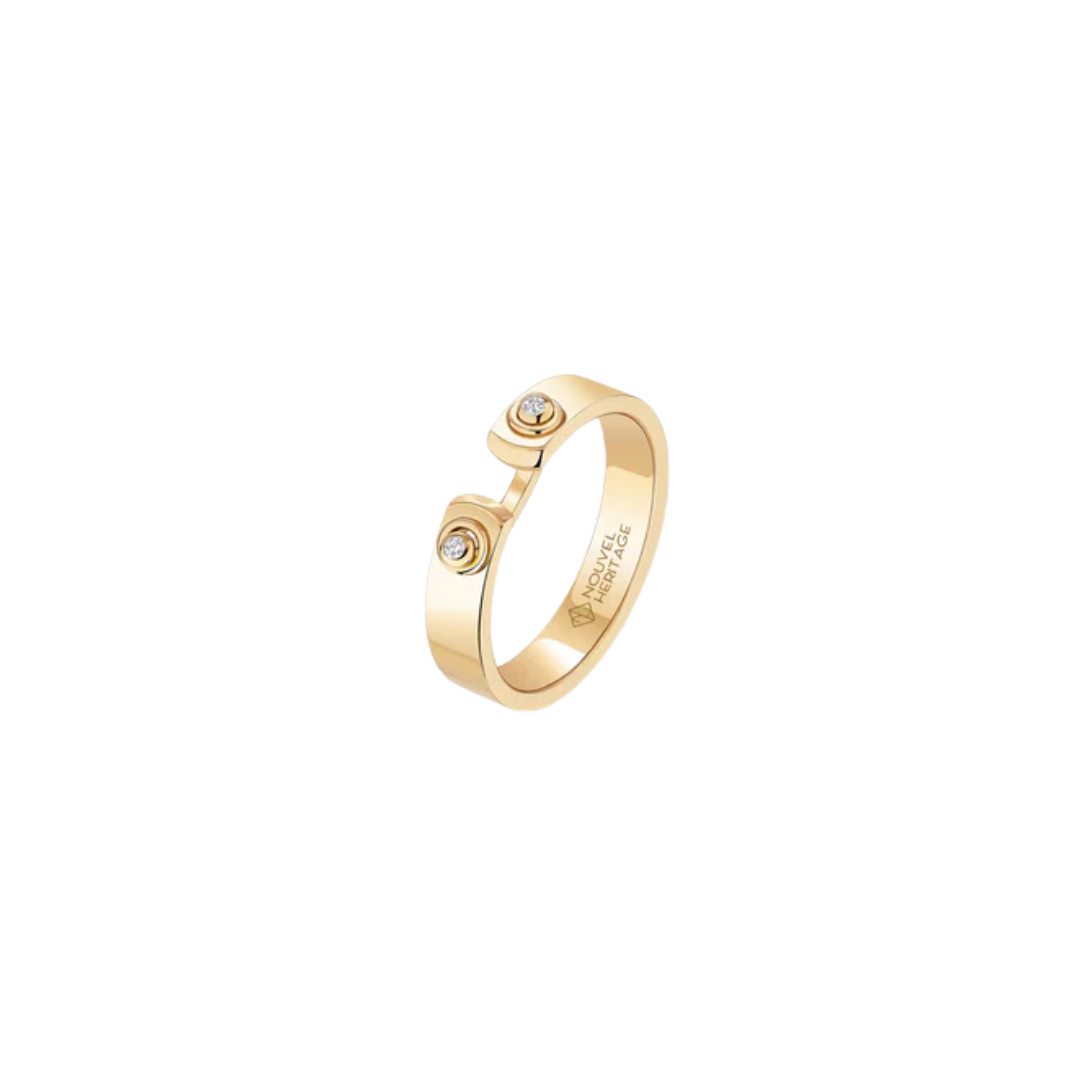 18KYG Monday Morning Mood Ring with Diamonds, size 7