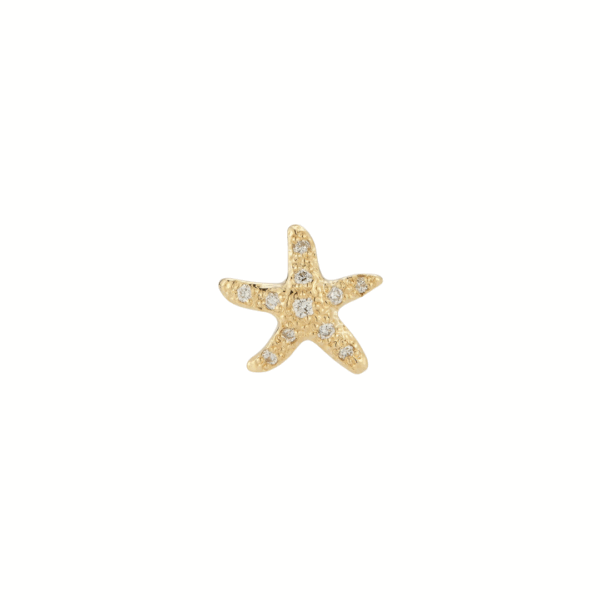 18K Yellow Gold Starfish Single Stud Earring