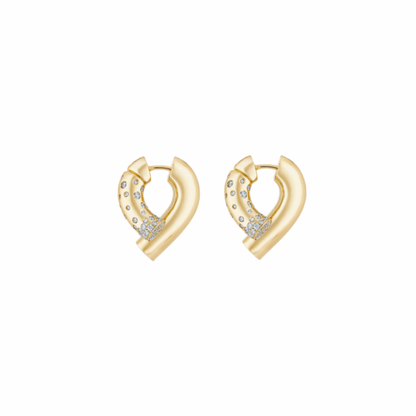 Oera earrings yellow gold, paved with diamonds