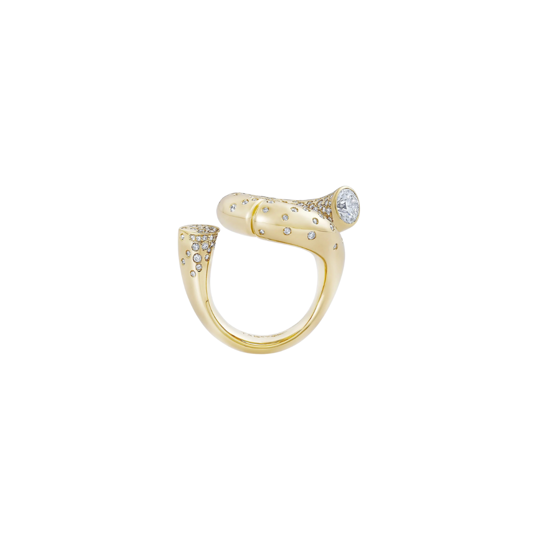 18KYG Oera Pave Diamond Loop Ring Size 7.5