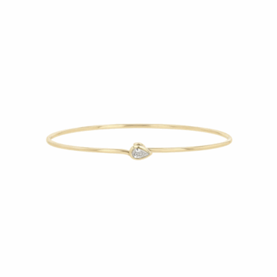 Bezel Set Pear Diamond Cuff Bracelet in 14K Yellow Gold