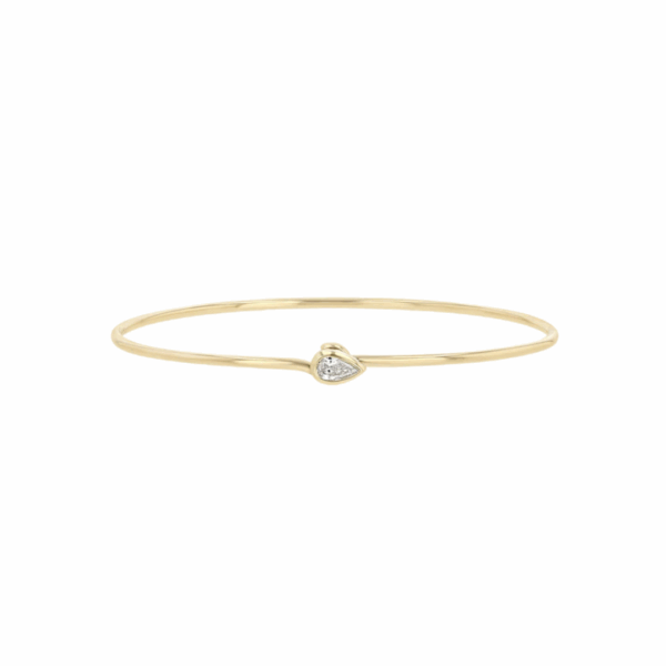 Bezel Set Pear Diamond Cuff Bracelet in 14K Yellow Gold