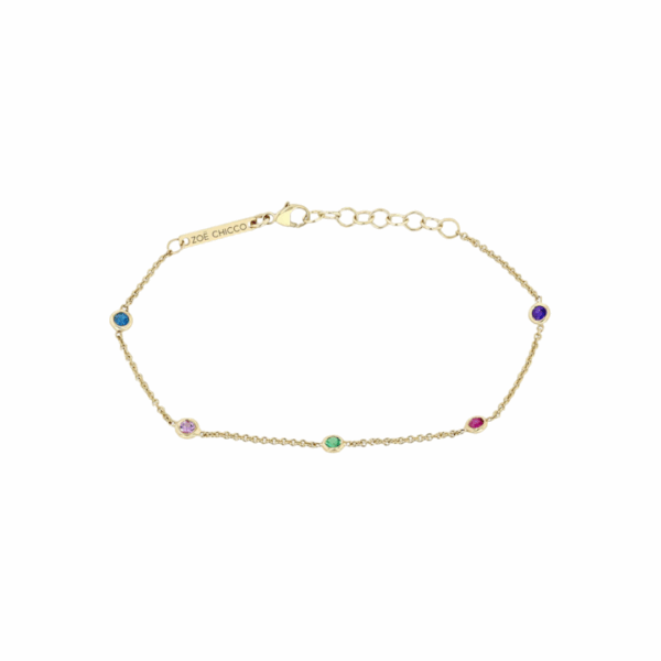 5-Stone Multi-Gemstone Bracelet in 14K Yellow Gold
