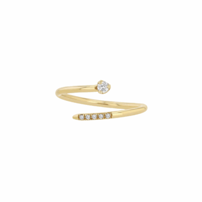 Open Bypass Diamond Ring in 14K Yellow Gold, size 8