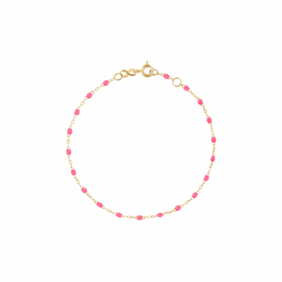 Gigi Clozeau Classic Gigi Bracelet in 18k yellow gold. Featuring soft pink resin beads
