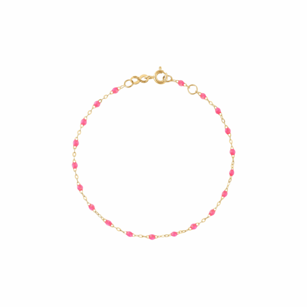 Gigi Clozeau Classic Gigi Bracelet in 18k yellow gold. Featuring soft pink resin beads