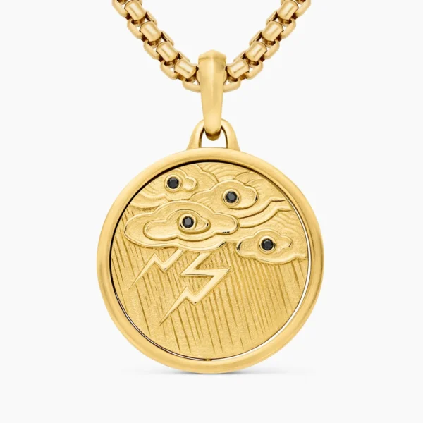 Storm Duality Amulet in 18K Yellow Gold with Diamonds, 30mm - Image 2